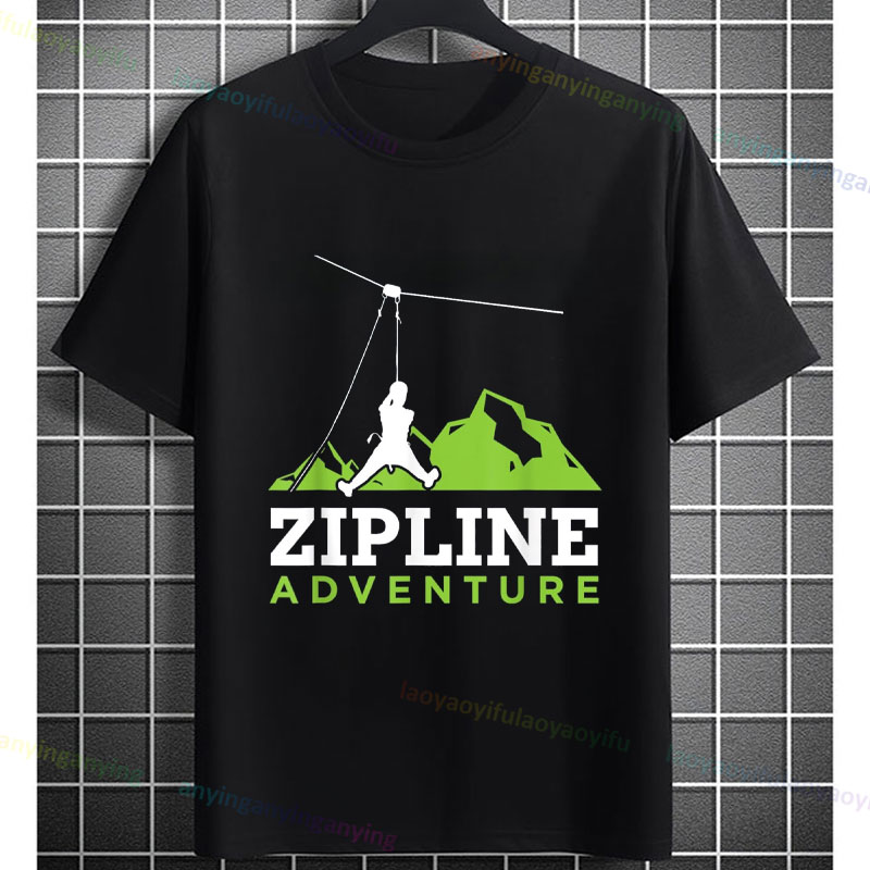 Outdoor Adventure Zipline - تي شيرت برسومات Zipline Adventure للرجال