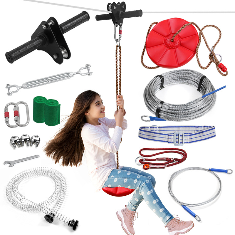 Outdoor Adventure Zipline - مجموعة زيبلاين للأطفال مع مقعد أرجوحة