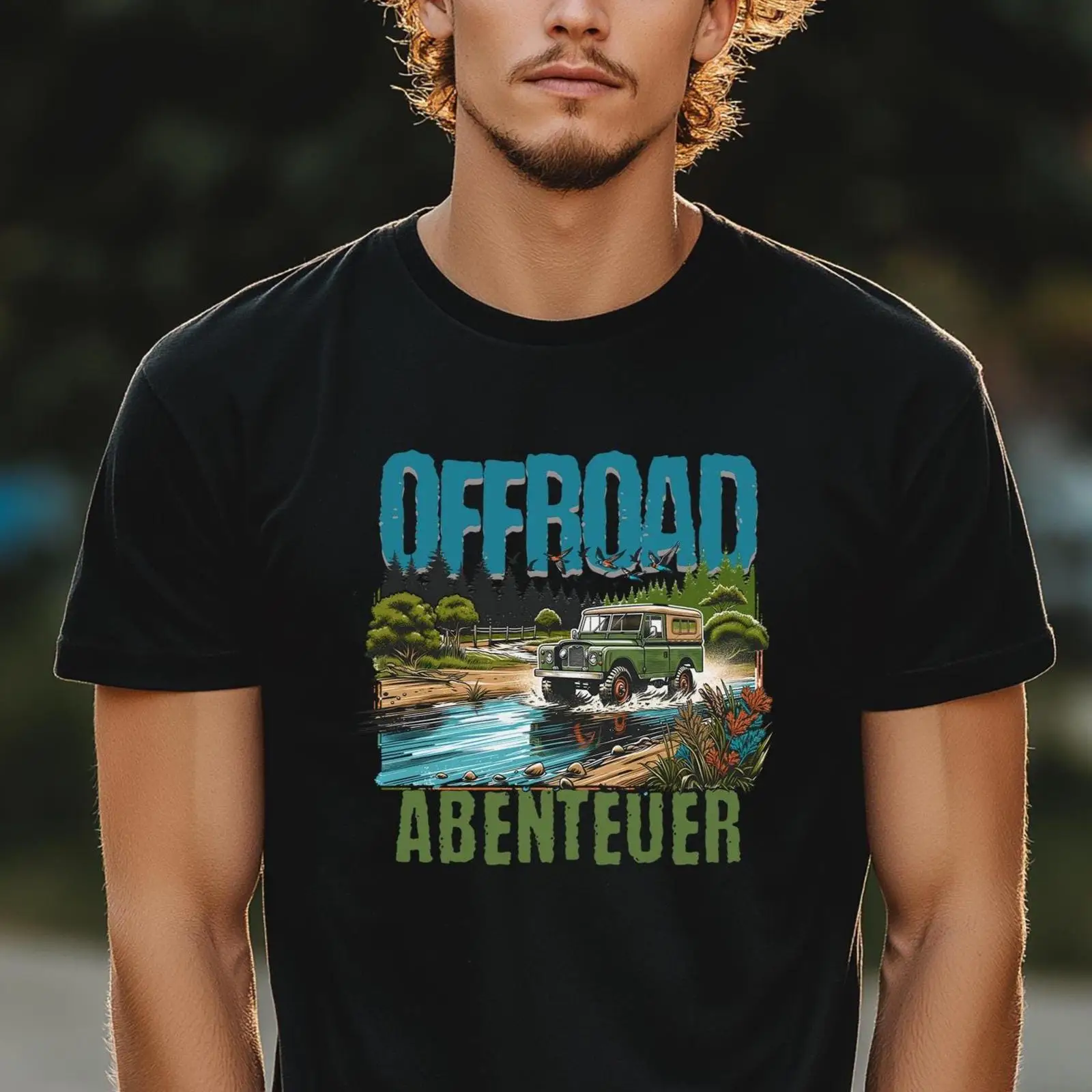 Outdoor Adventure Vehicles - تي شيرت رجالي للطرق الوعرة بتصميم