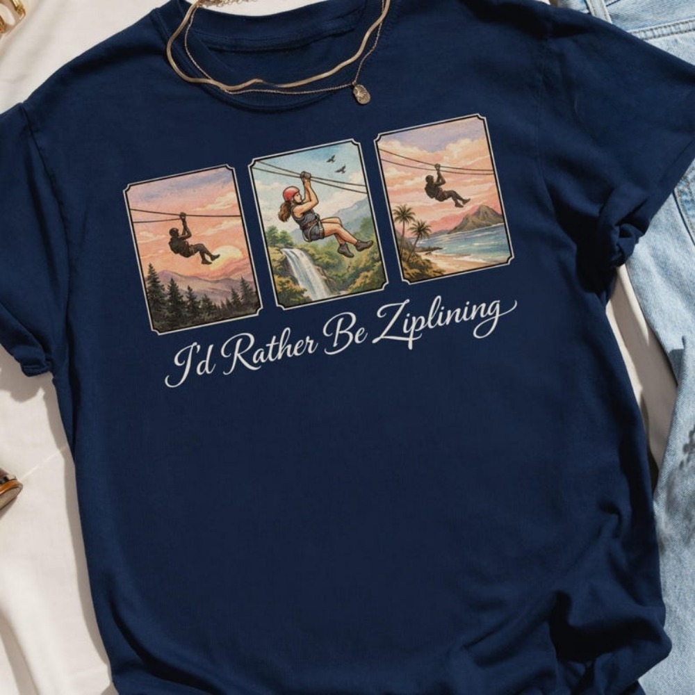 تي شيرت I'd Rather Be Ziplinin - مراجعة Outdoor Adventure Zipline وسعره