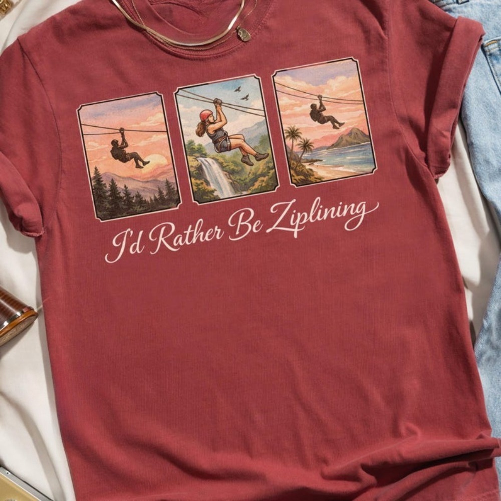 تي شيرت I'd Rather Be Ziplinin - مراجعة Outdoor Adventure Zipline وسعره